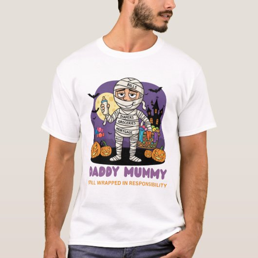 Funny Daddy Mummy Halloween T-Shirt for Dads (Voorkant)