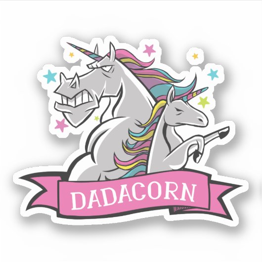 Funny Dadicorn Unicorn Pap en Kind Gift Graphics Sticker (Voorkant)