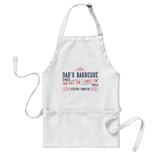 Funny Dad's Barbeque Schort for Men Personalized (Voorkant)