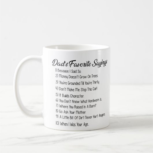 Funny Dads favoriete Gezegden Gift Koffiemok (Links)