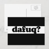 Funny dafuq humor briefkaart (Voorkant / Achterkant)