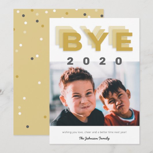 Funny "Dag 2020" Gold Single Photo Feestdagenkaart (Voorkant / Achterkant)