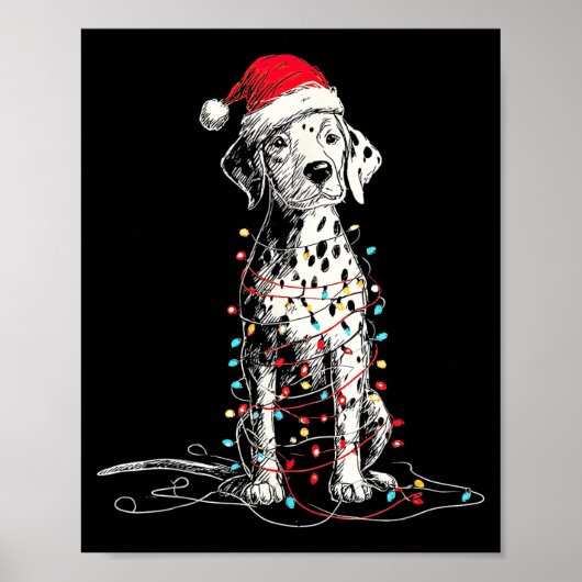 Funny Dalmatian Christmas Graphics Dog Lights Love Poster (Voorkant)