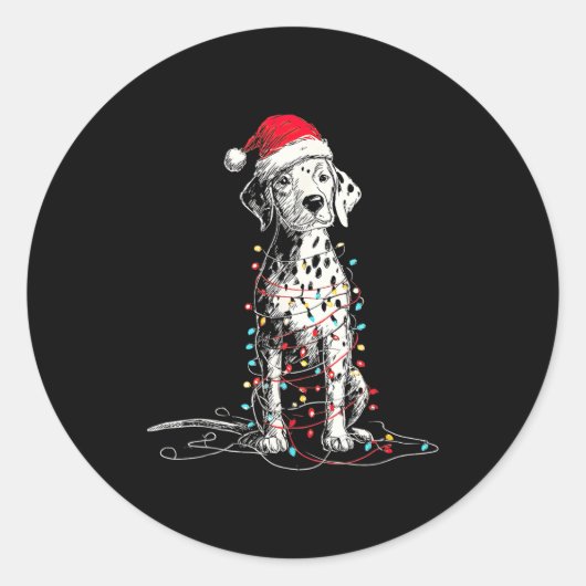 Funny Dalmatian Christmas Graphics Dog Lights Love Ronde Sticker (Voorkant)