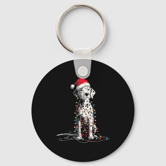 Funny Dalmatian Christmas Graphics Dog Lights Love Sleutelhanger (Voorkant)