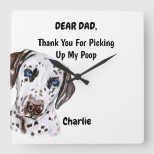 Funny Dalmatian Dad Waterverf Canine Art Vierkante Klok