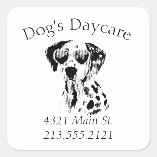Funny Dalmatian Dog Business Vierkante Sticker (Voorkant)