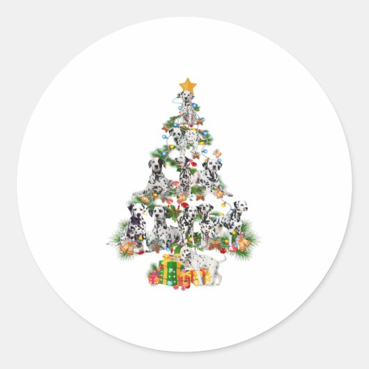Funny Dalmatian Dog Merry Kerstmis Ronde Sticker (Voorkant)