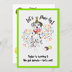 Funny Dalmatian Donut Birthday Party Invite Kaart