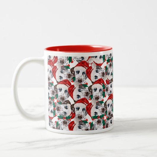 Funny Dalmatian Kerstpattern Tweekleurige Koffiemok (Links)
