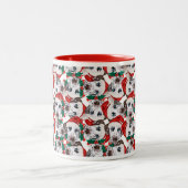 Funny Dalmatian Kerstpattern Tweekleurige Koffiemok (Center)