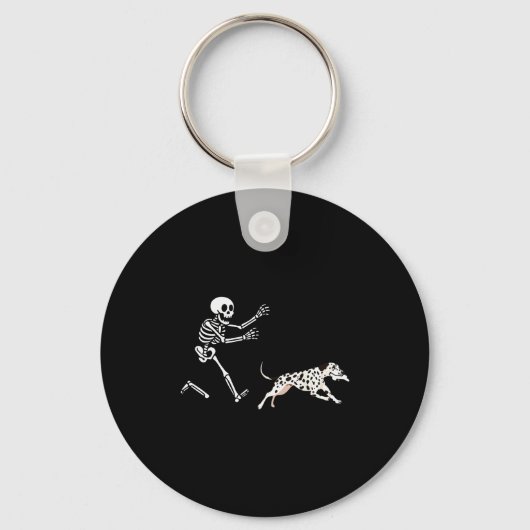 Funny Dalmatian Running Skeleton Halloween Sleutelhanger (Voorkant)