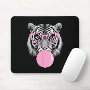 Funny Dames Tijger Bril & Roze Bubble Gum Anim Muismat