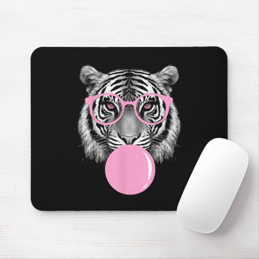 Funny Dames Tijger Bril & Roze Bubble Gum Anim Muismat (Met muis)