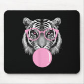 Funny Dames Tijger Bril & Roze Bubble Gum Anim Muismat (Voorkant)