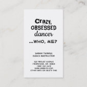 Funny Dance Instructor Visitekaartjes Crazy Dancer (Achterkant)