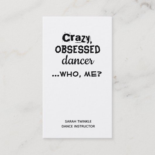 Funny Dance Instructor Visitekaartjes Crazy Dancer (Voorkant)
