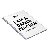 Funny Dance Teacher Black and White Cute Notitieboek (Rechterzijde)