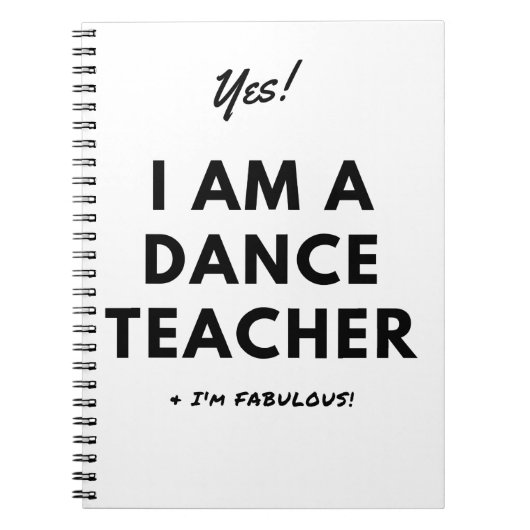Funny Dance Teacher Black and White Cute Notitieboek (Voorkant)