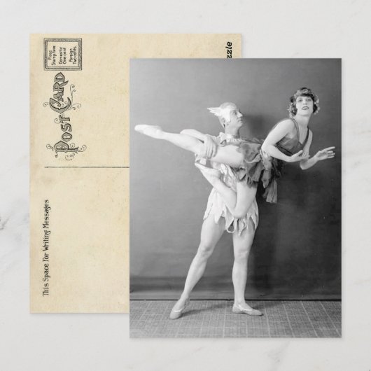 Funny Dancer Duo Flying Vaudeville Briefkaart (Voorkant / Achterkant)
