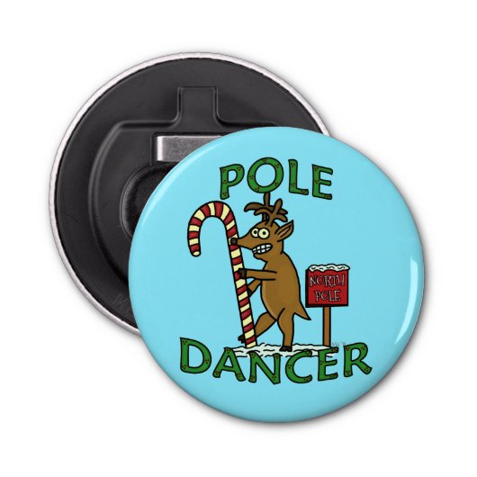 Funny Dancer Kerstreindeer Pun Button Flesopener (Voorkant)
