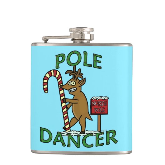 Funny Dancer Kerstreindeer Pun Heupfles (Voorkant)