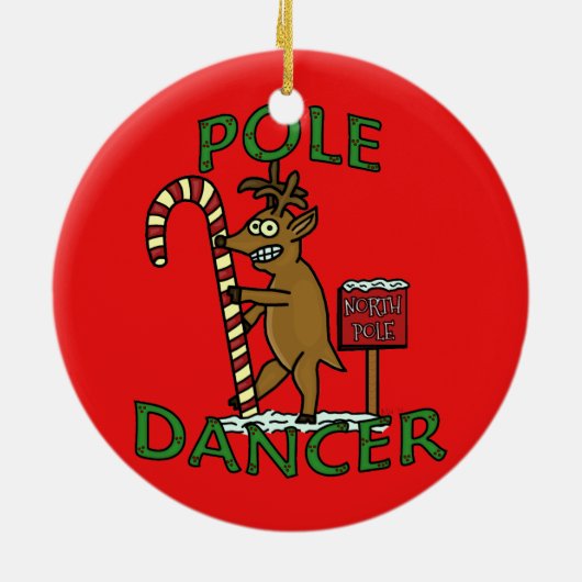 Funny Dancer Kerstreindeer Pun Keramisch Ornament (Achterkant)
