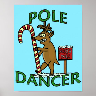 Funny Dancer Kerstreindeer Pun Poster