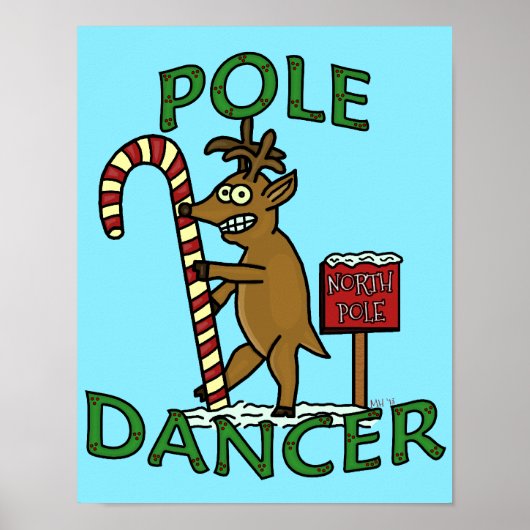 Funny Dancer Kerstreindeer Pun Poster (Voorkant)