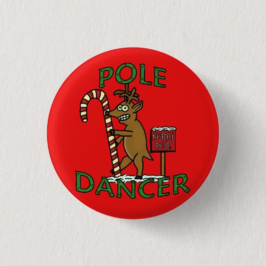 Funny Dancer Kerstreindeer Pun Ronde Button 3,2 Cm (Voorkant)