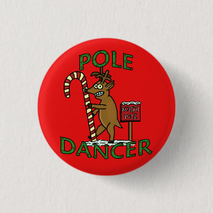 Funny Dancer Kerstreindeer Pun Ronde Button 3,2 Cm