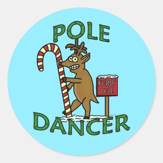 Funny Dancer Kerstreindeer Pun Ronde Sticker (Voorkant)