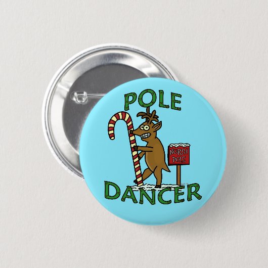 Funny Dancer-kerstrenrendierenblauw Ronde Button 5,7 Cm (Voorkant /achterkant)