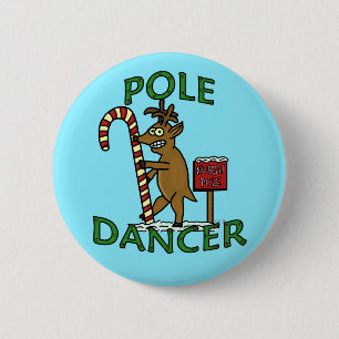 Funny Dancer-kerstrenrendierenblauw Ronde Button 5,7 Cm
