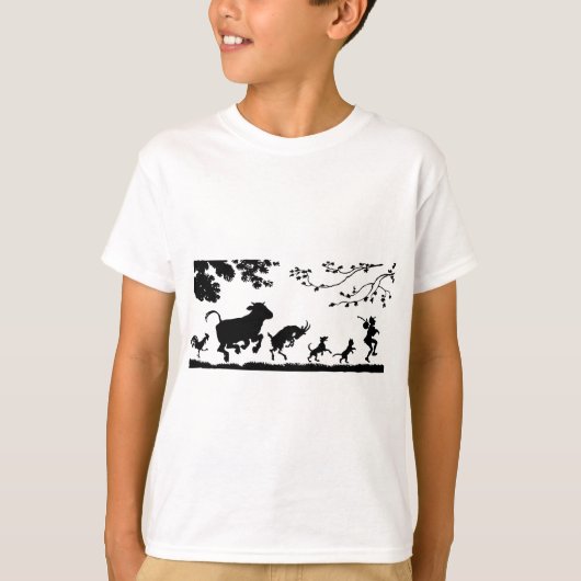 Funny Dancing Animals Cow Chicken Goat Silhouette T-shirt (Voorkant)