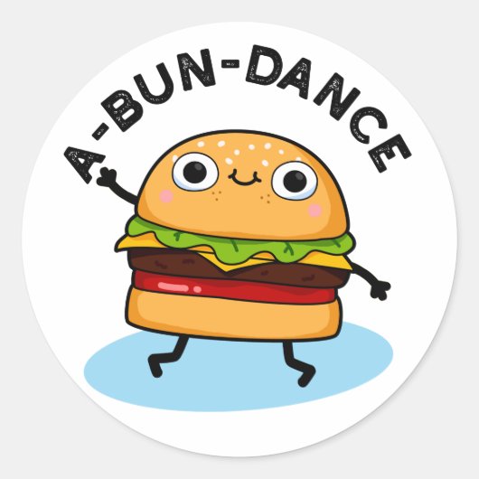Funny Dancing Burger Pun Ronde Sticker (Voorkant)