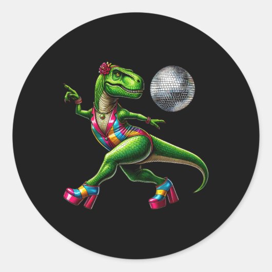 Funny Dancing Dinosaur1  Ronde Sticker (Voorkant)