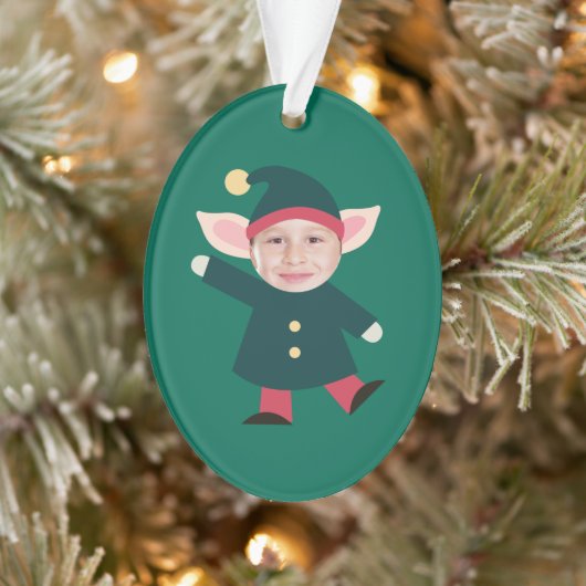 Funny Dancing Elf Photo Holiday Ornament (Boom)