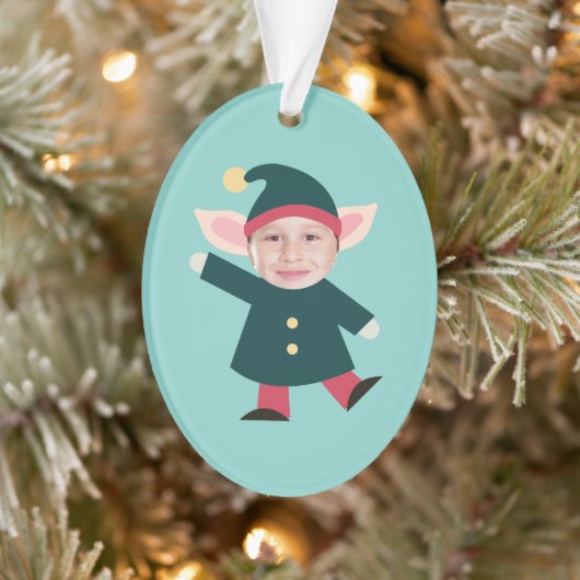 Funny Dancing Elf Photo Holiday Ornament (Boom)