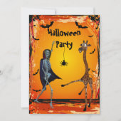 Funny Dancing Giraffe & Skeleton Halloween Party Kaart (Voorkant)