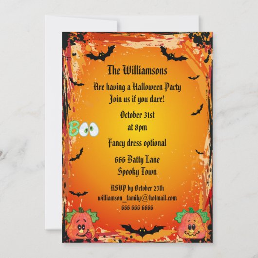 Funny Dancing Giraffe & Skeleton Halloween Party Kaart (Achterkant)