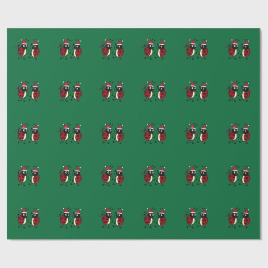 Funny Dancing Ladybugs Wrapping Paper Cadeaupapier (Vlak)