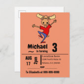 Funny Dancing Moose Birthday Party Uitnodiging Briefkaart (Voorkant / Achterkant)