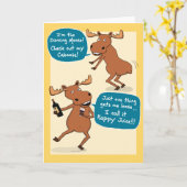 Funny Dancing Moose Verjaardag Kaart (Gele Bloem)