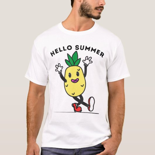 Funny Dancing Pineapple Hallo Summer Vacation Pine T-shirt (Voorkant)