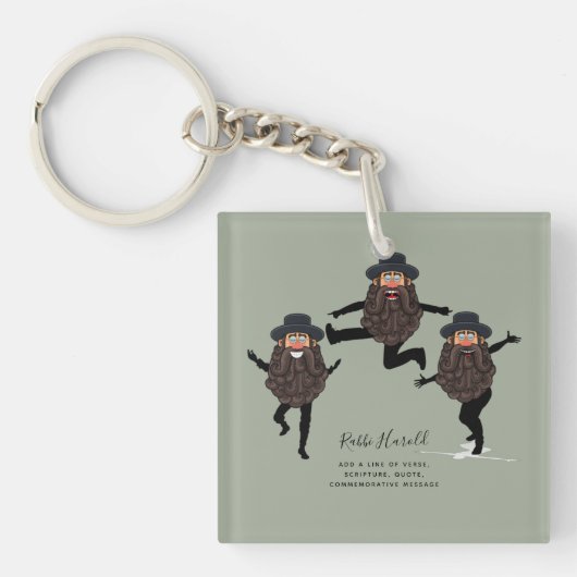 FUNNY Dancing RABBI Personated with Text Sleutelhanger (voorkant)