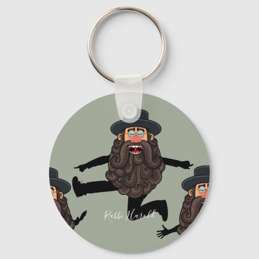 FUNNY Dancing RABBI Personated with Text Sleutelhanger (Voorkant)