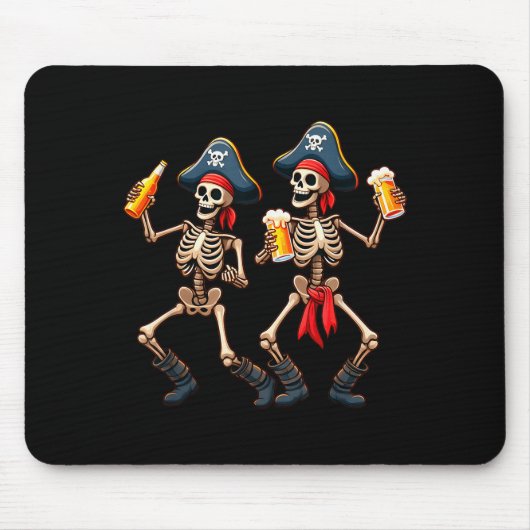 Funny Dancing Rate Skeletons Beer Drinking Hallowe Muismat (Voorkant)