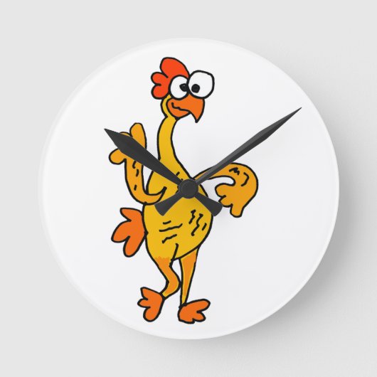 Funny Dancing Rubber Chicken Ronde Klok (Voorkant)