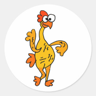 Funny Dancing Rubber Chicken Ronde Sticker